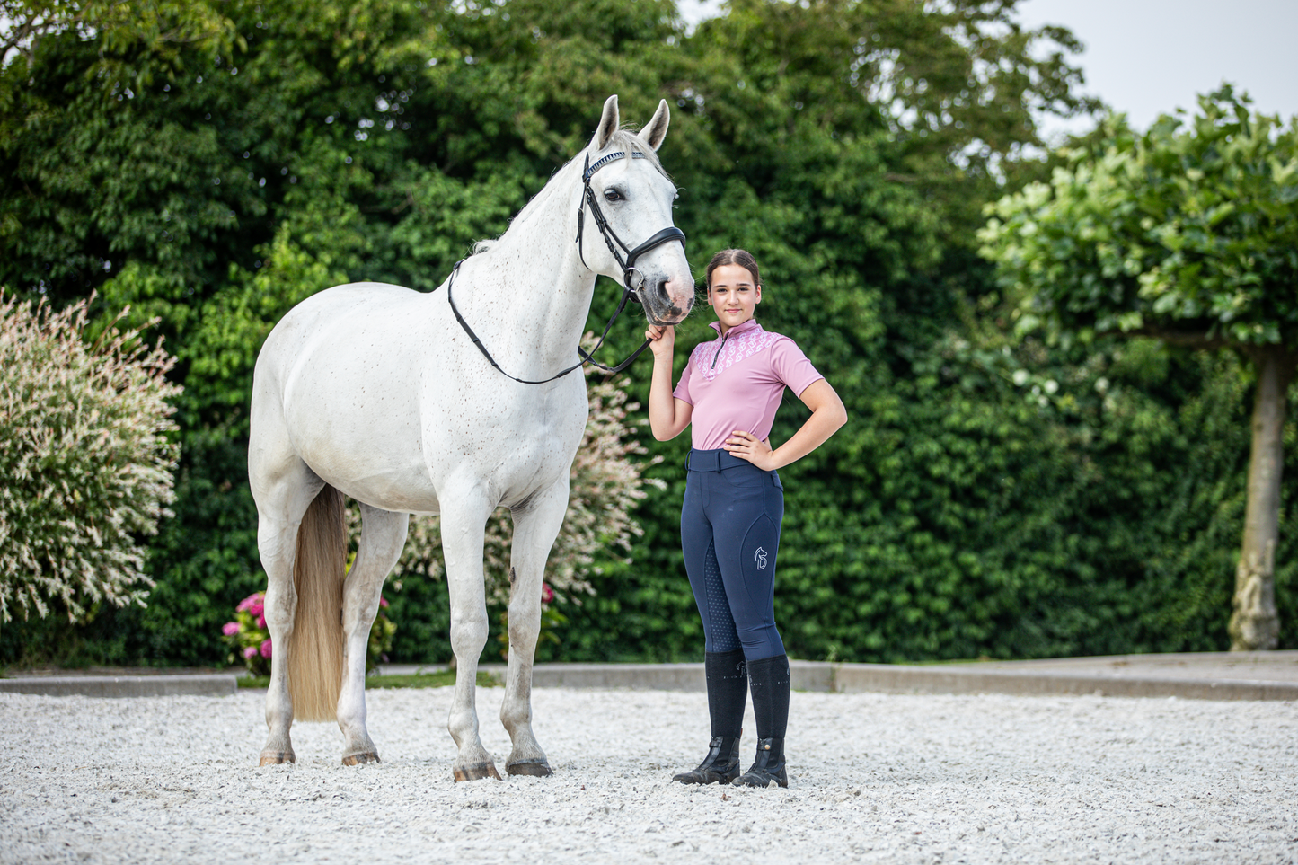 Blauwe rijlegging full grip dames met telefoonzakje