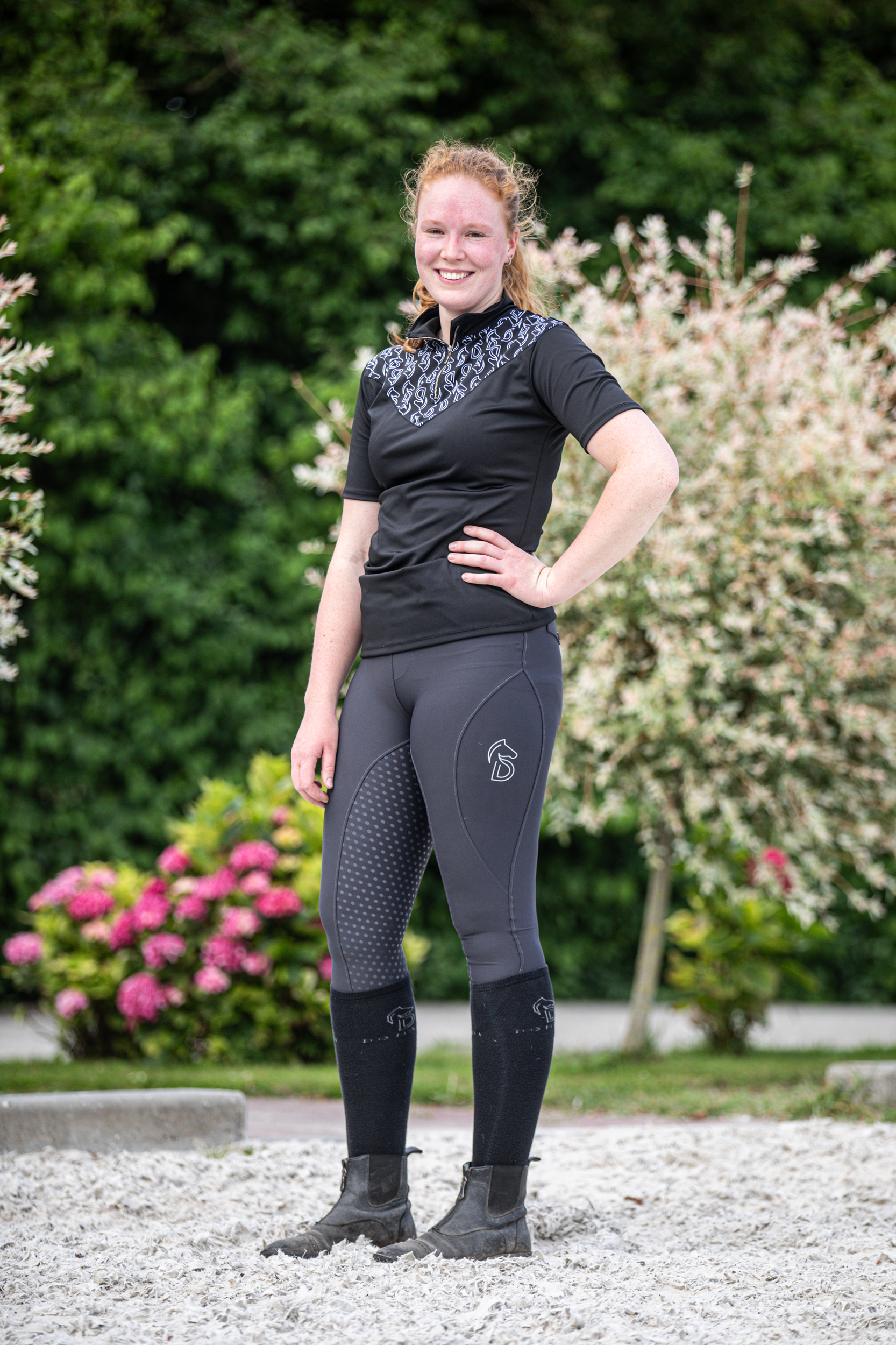 trainingsshirt paardrijden zwarte baselayer