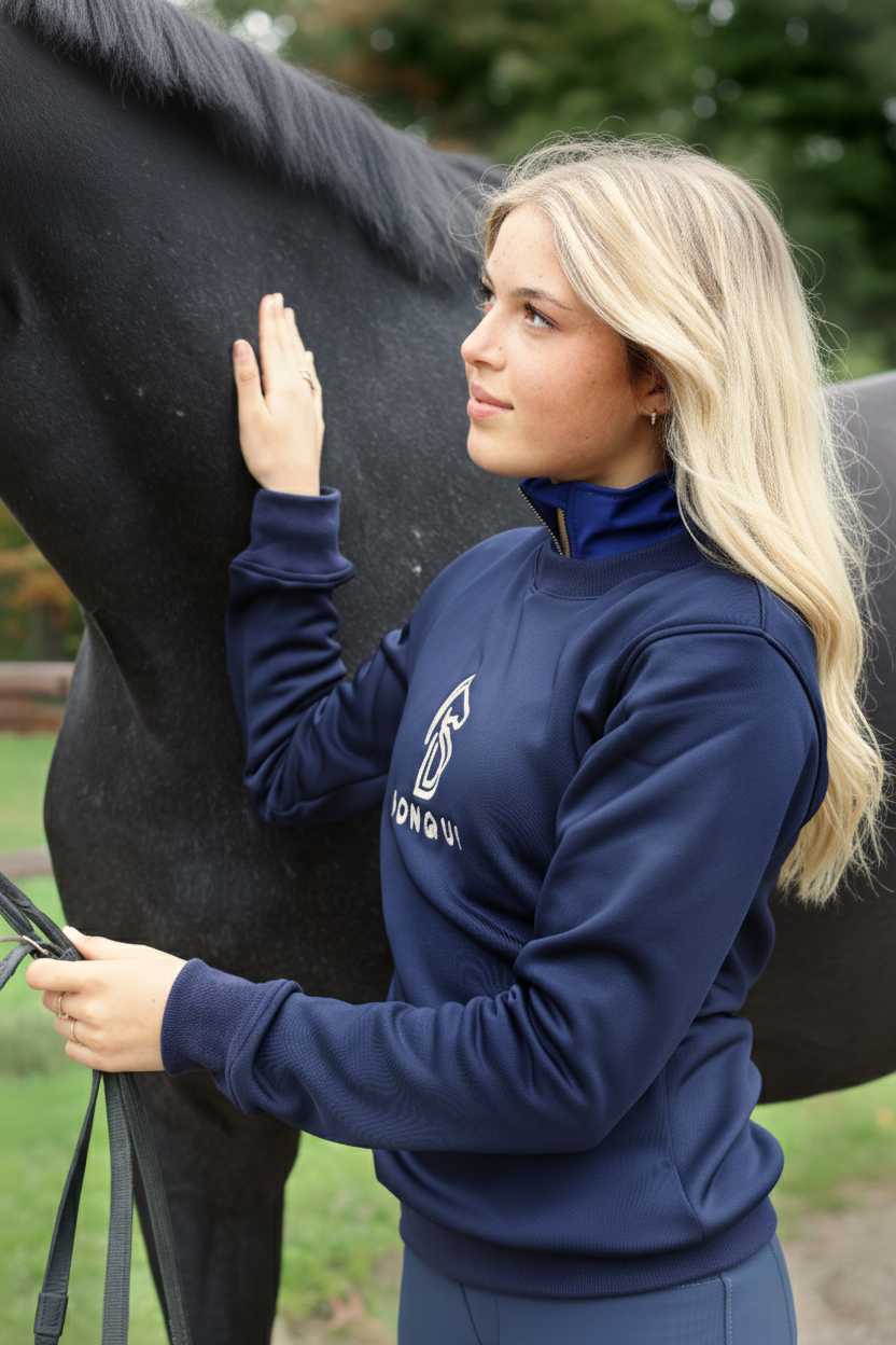 warme donkerblauwe fleece trui donqui 