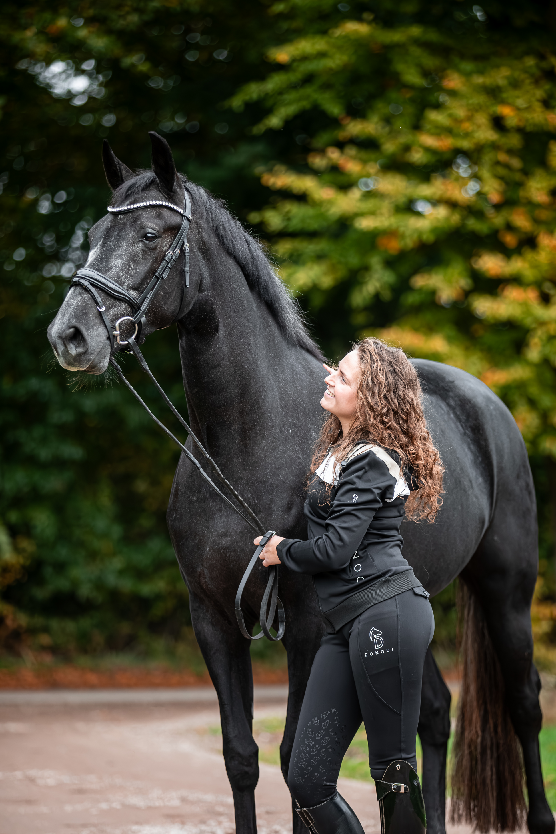 knie grip rijbroek rijlegging zwart